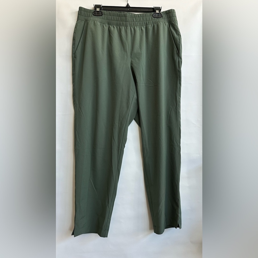 Gap Fit Womens Ankle Pants Large Green Nylon Elastic Waist Athleisure Pull On